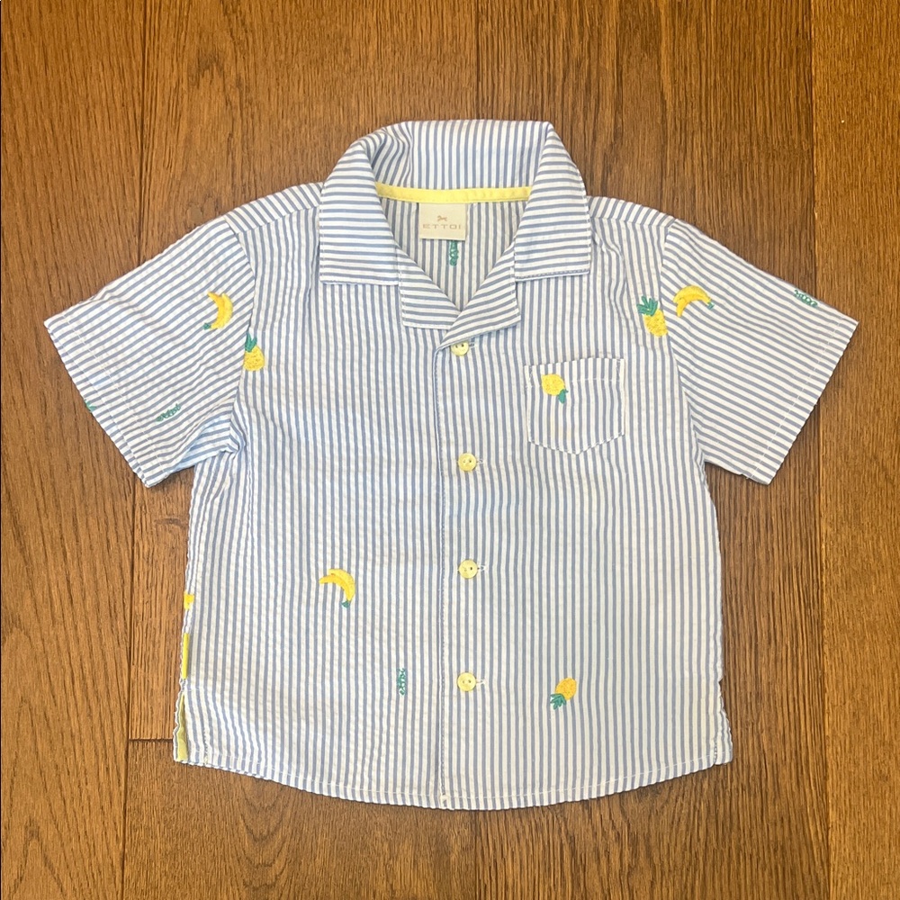 Striped Blue Kids Shirt with Fun Patterns